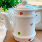 Bule de Cerâmica para Chá Café em Poá Coração Fofo - Imagem 2