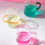 Cojunto de caneca de vidro com alça fun ambar 320 ml