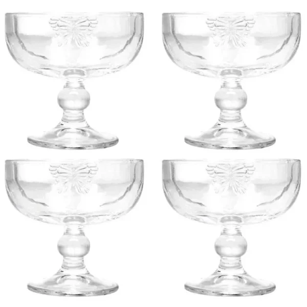 Jogo De Taças P/ Sobremesa Borboleta 4 Peças Em Vidro Wolff