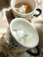 caneca fofa de cerâmica gato