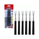Conjunto de garfos de inox para petisco preto 06 peças