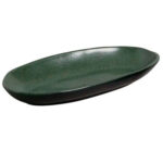 Travessa de cerâmica Orgânica oval funda greenery 32x03 cm